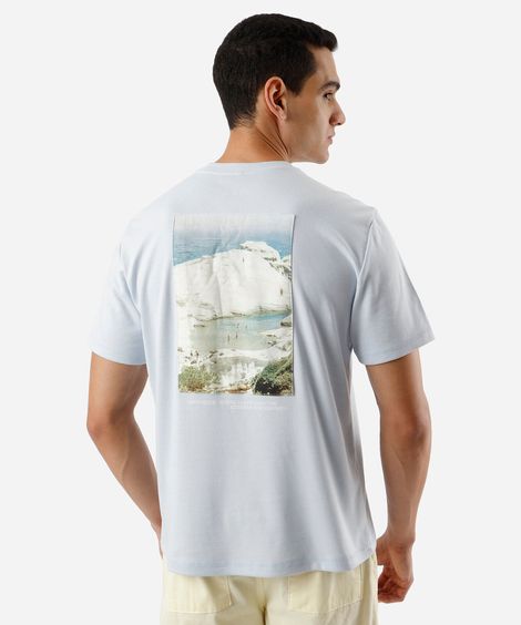 camiseta masculina com algodão estampada azul