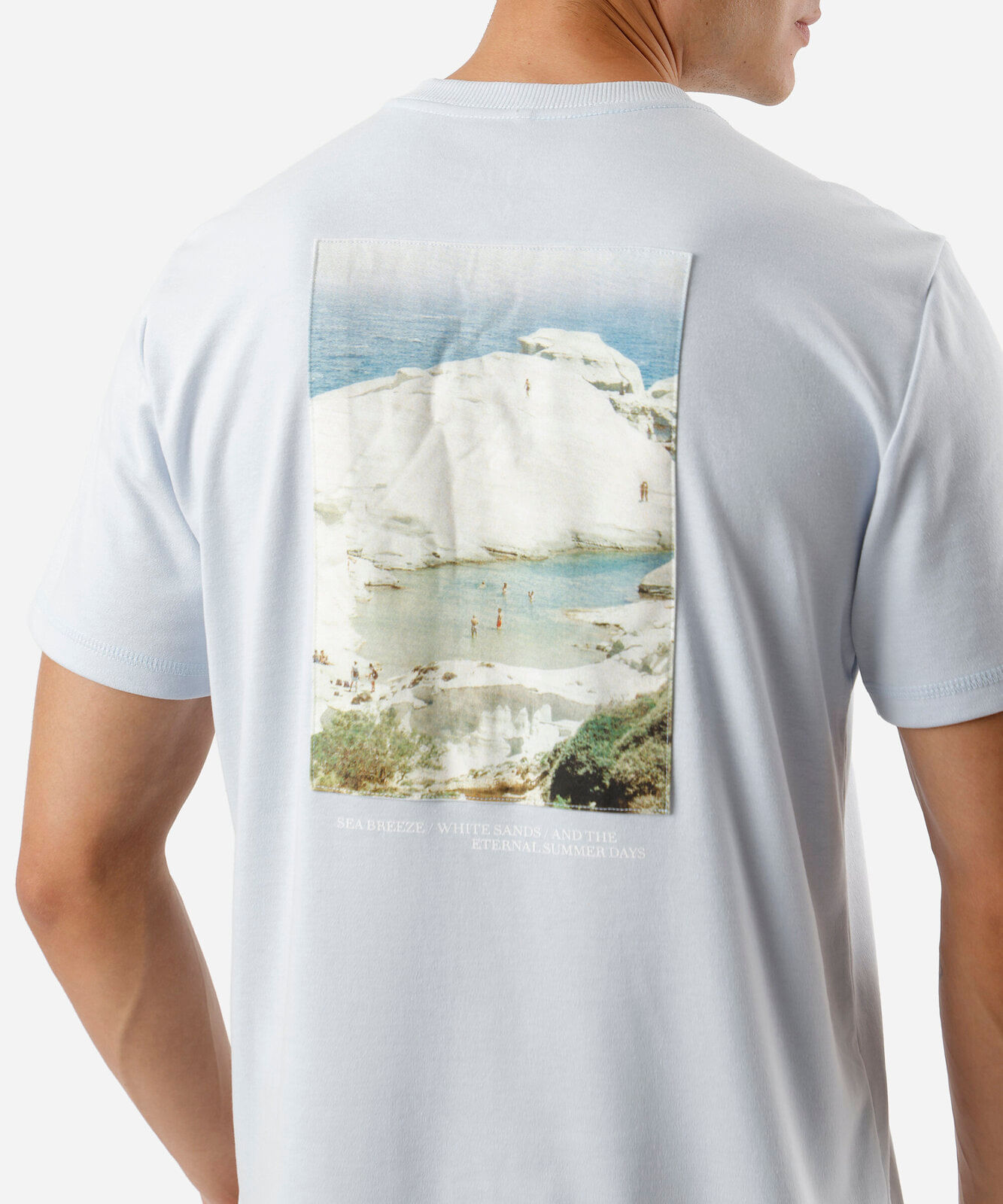 camiseta masculina com algodão estampada azul
