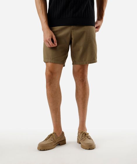 bermuda reta chino masculina de sarja bege