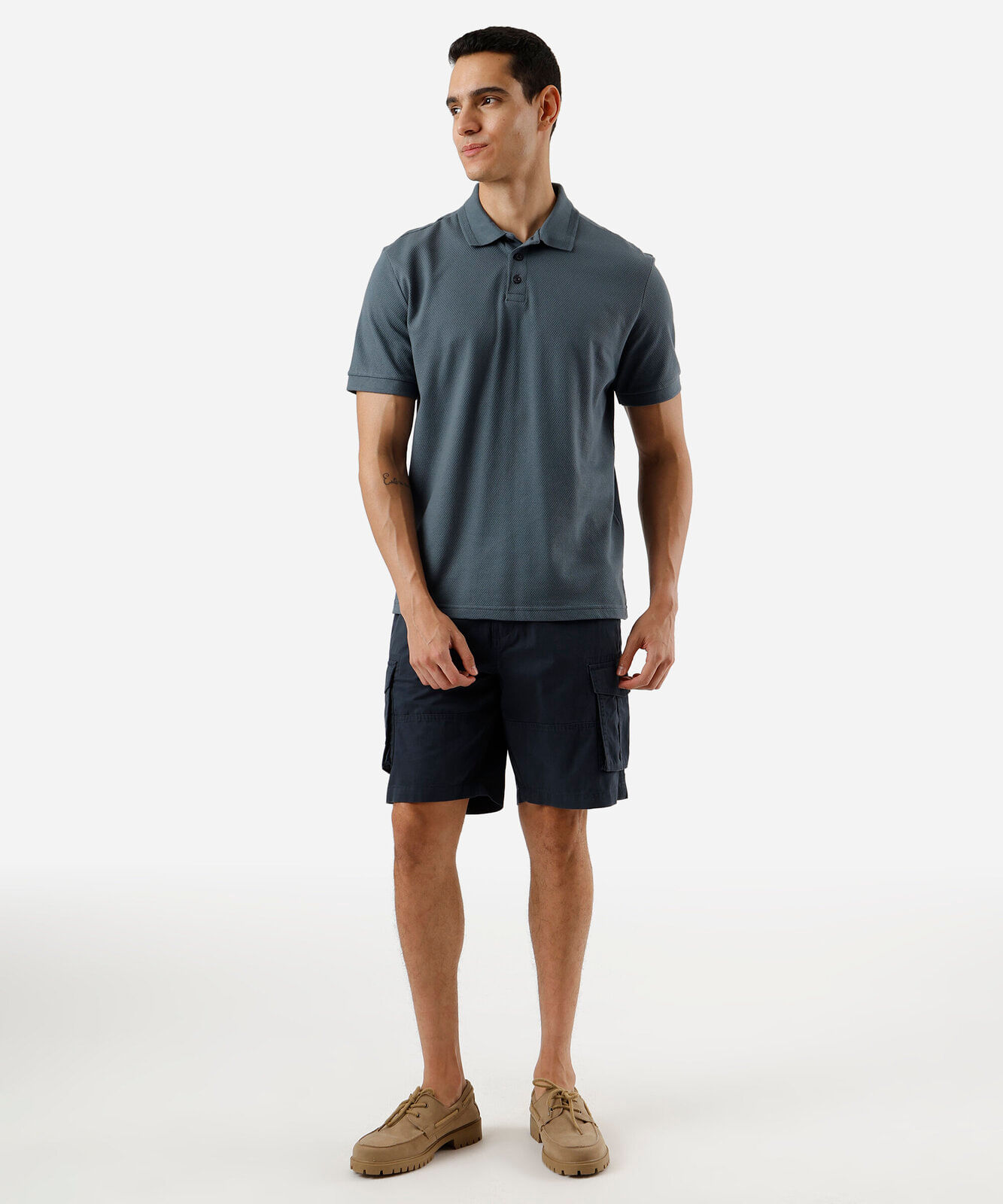 bermuda cargo masculina de sarja azul