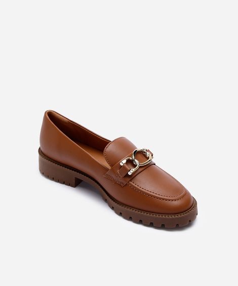 mocassim com fivela tratorado via uno marrom