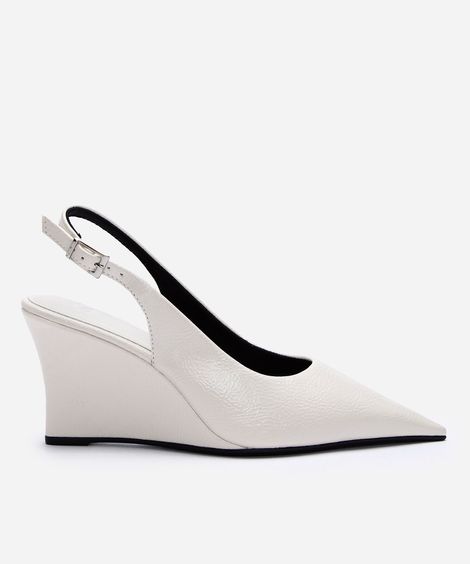 scarpin anabela slingback com bico fino - branco