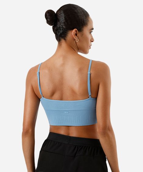 top feminino esportivo ace de poliamida sem costura azul