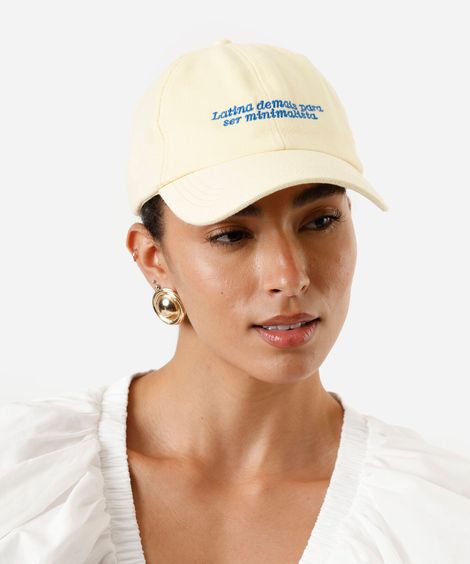boné aba curva de sarja bordado amarelo