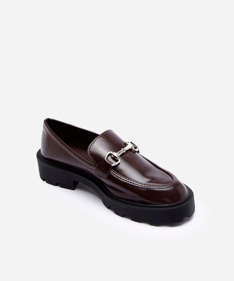 mocassim com fivela tratorado marrom