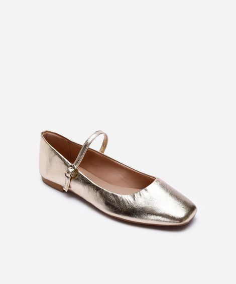 sapatilha boneca com fivela dourada