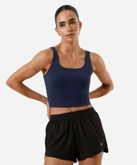 regata cropped feminina esportiva azul