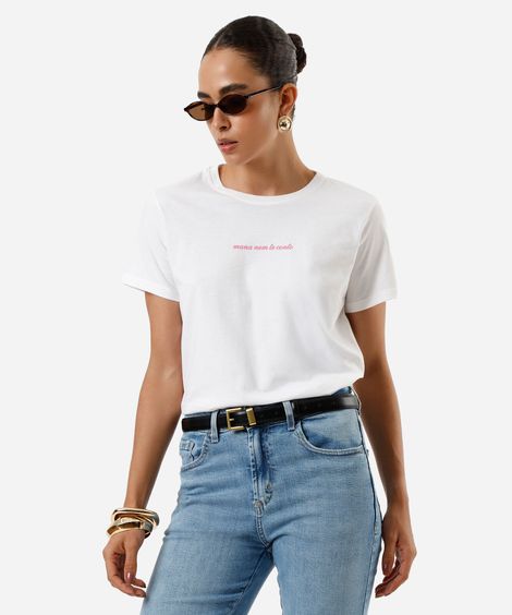 camiseta feminina de algodão mana nem te conto off white