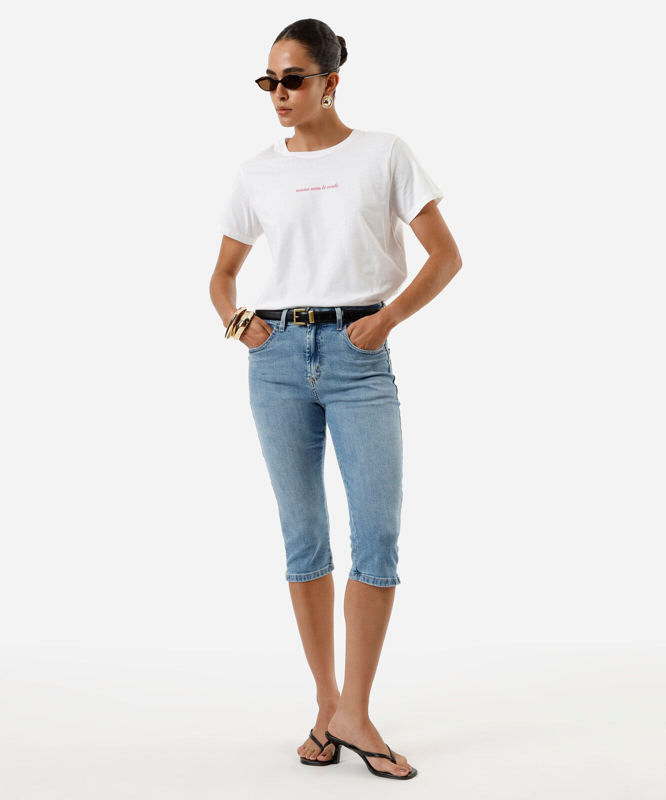 camiseta feminina de algodão mana nem te conto off white