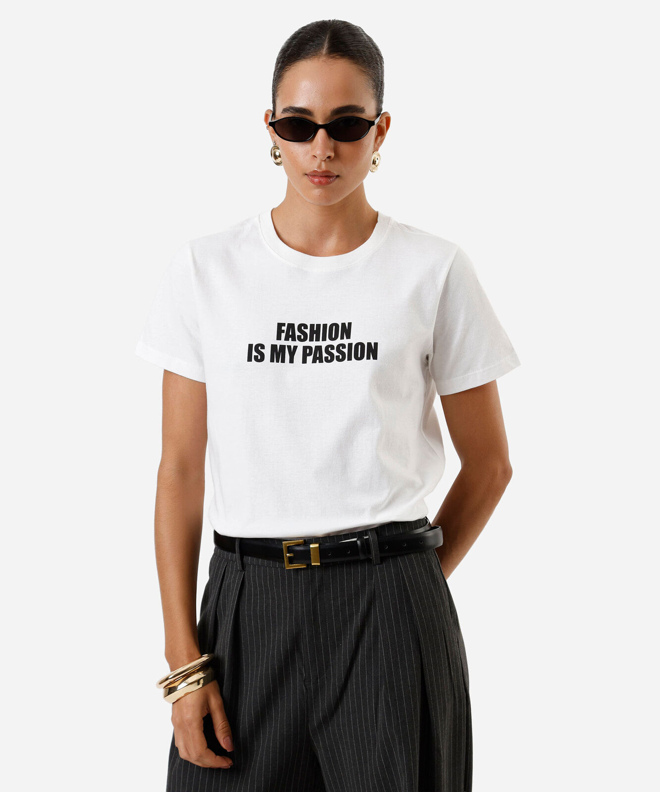 camiseta feminina de algodão fashion off white