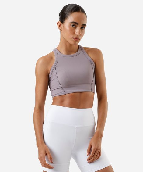 top cropped feminino canelado - roxo médio