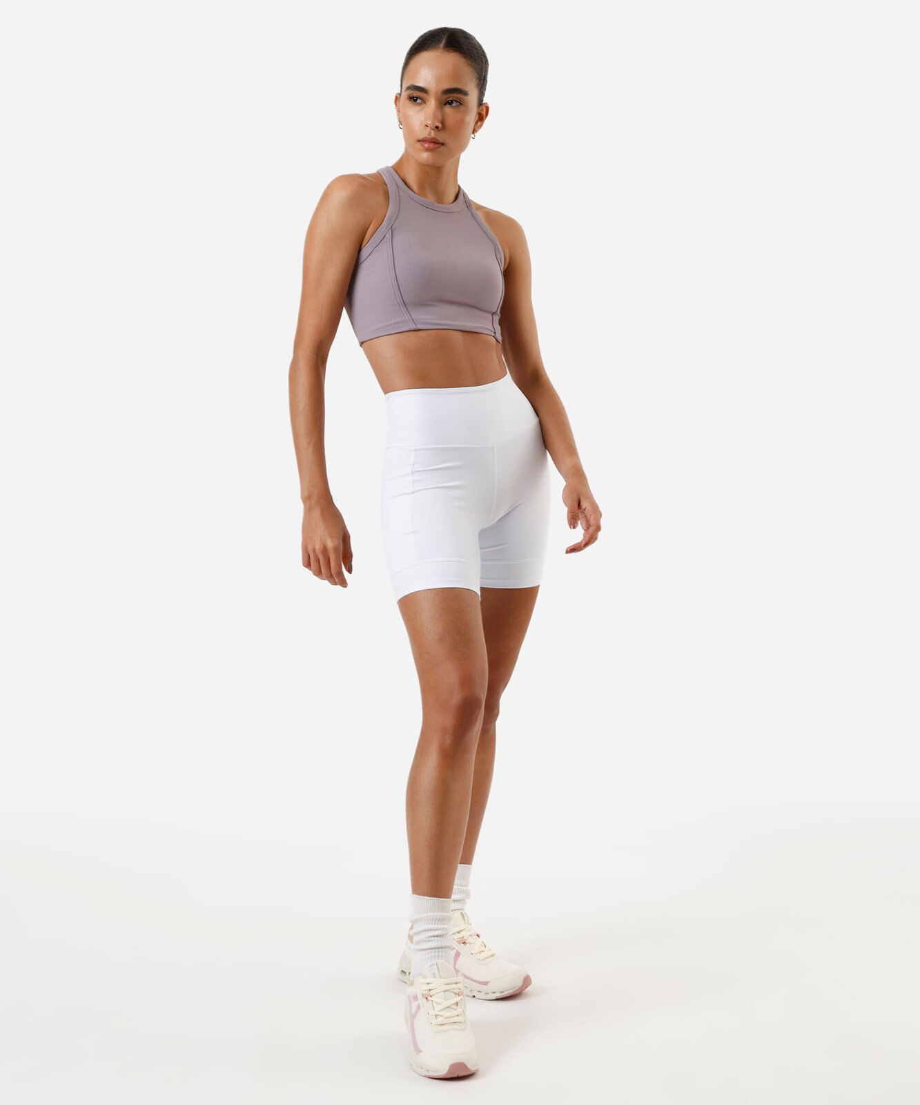 top cropped feminino canelado - roxo médio