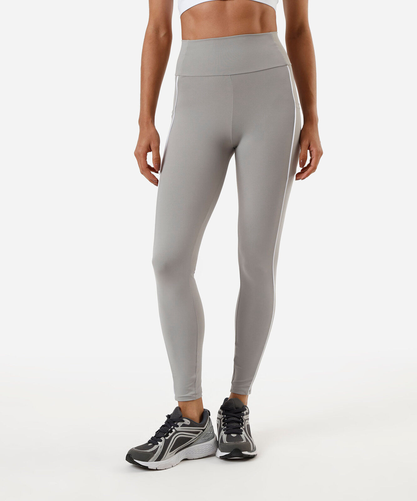 calça legging com bolsos esportiva cinza