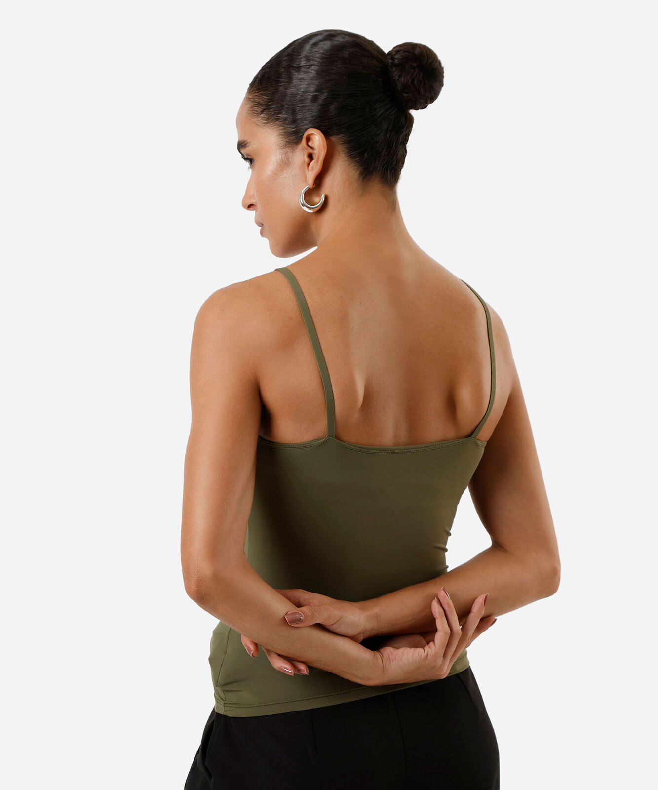 regata básica feminina de poliamida com bojos removíveis verde