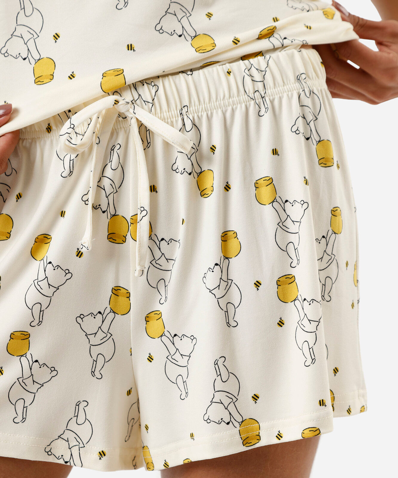 pijama short doll feminino ursinho pooh amarelo