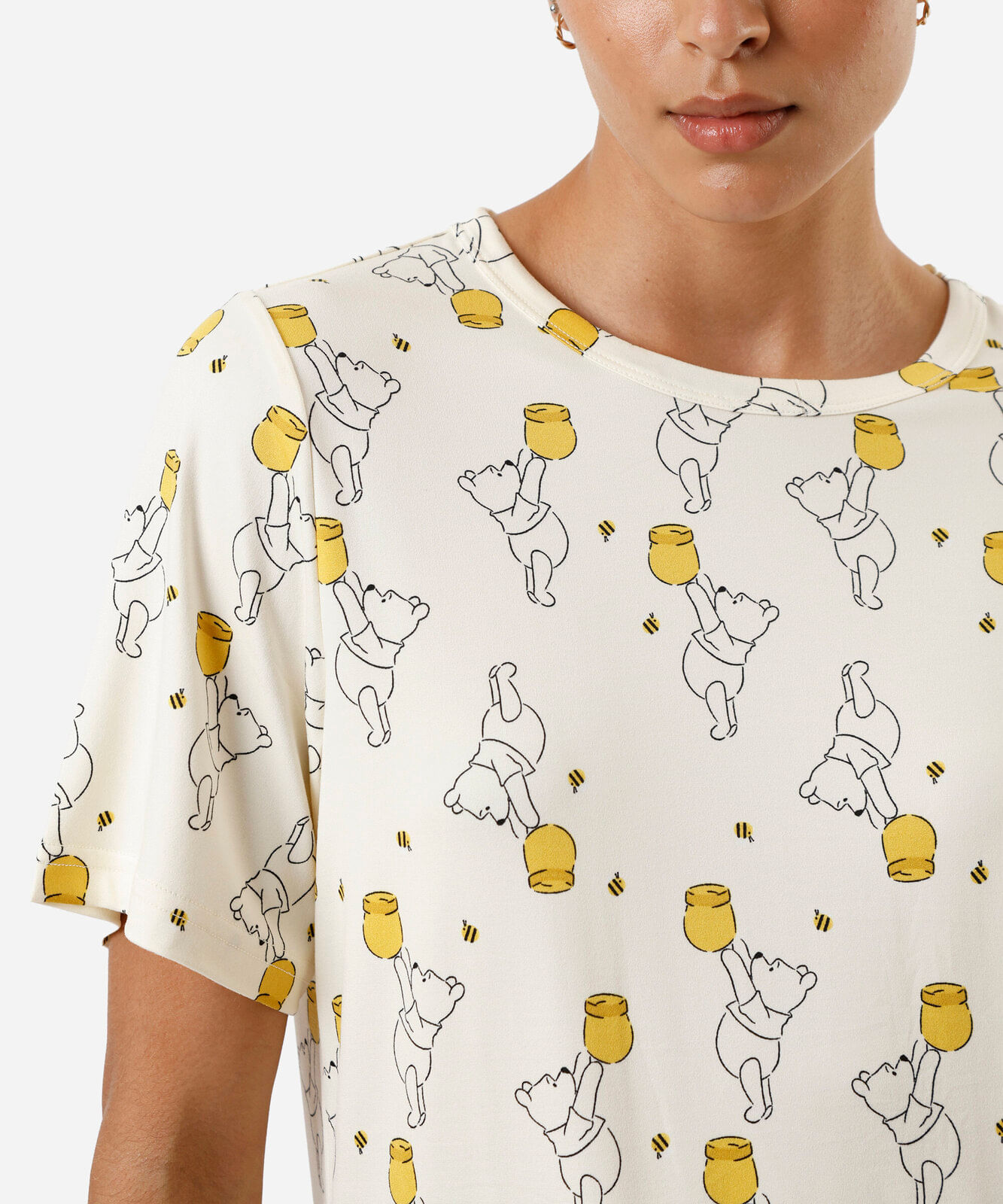 pijama short doll feminino ursinho pooh amarelo