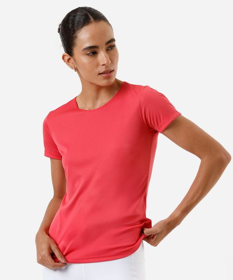 blusa feminina básica manga curta esportiva vermelha