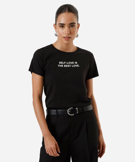 camiseta feminina de algodão self love preta