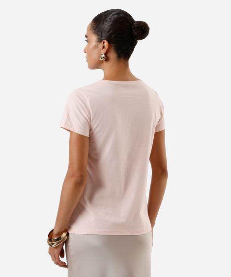 camiseta feminina de algodão xícara de flor rosa