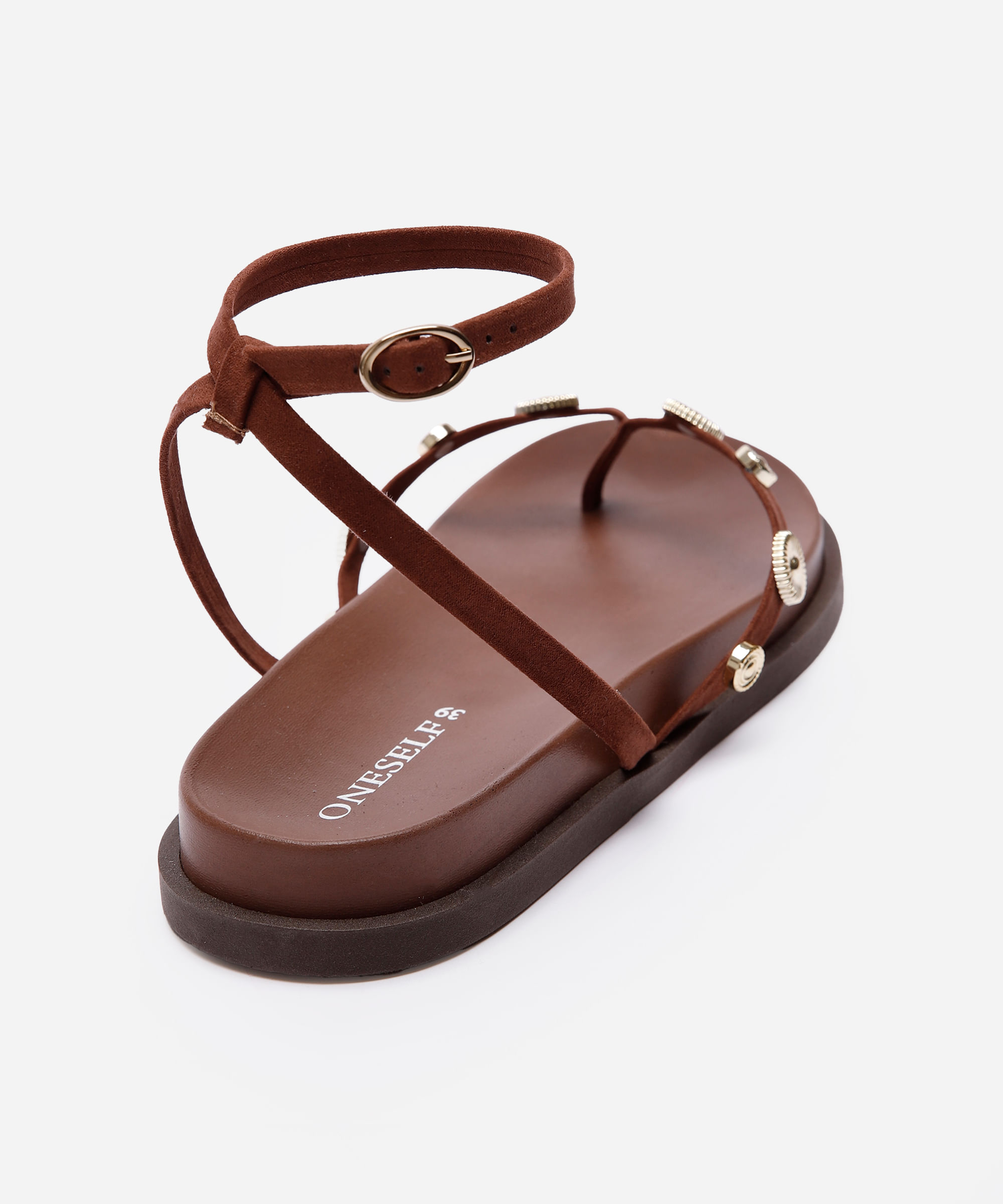 rasteirinha flatform com apliques oneself marrom