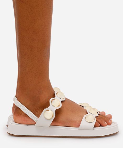 rasteirinha flatform com tachas calce fácil oneself off white