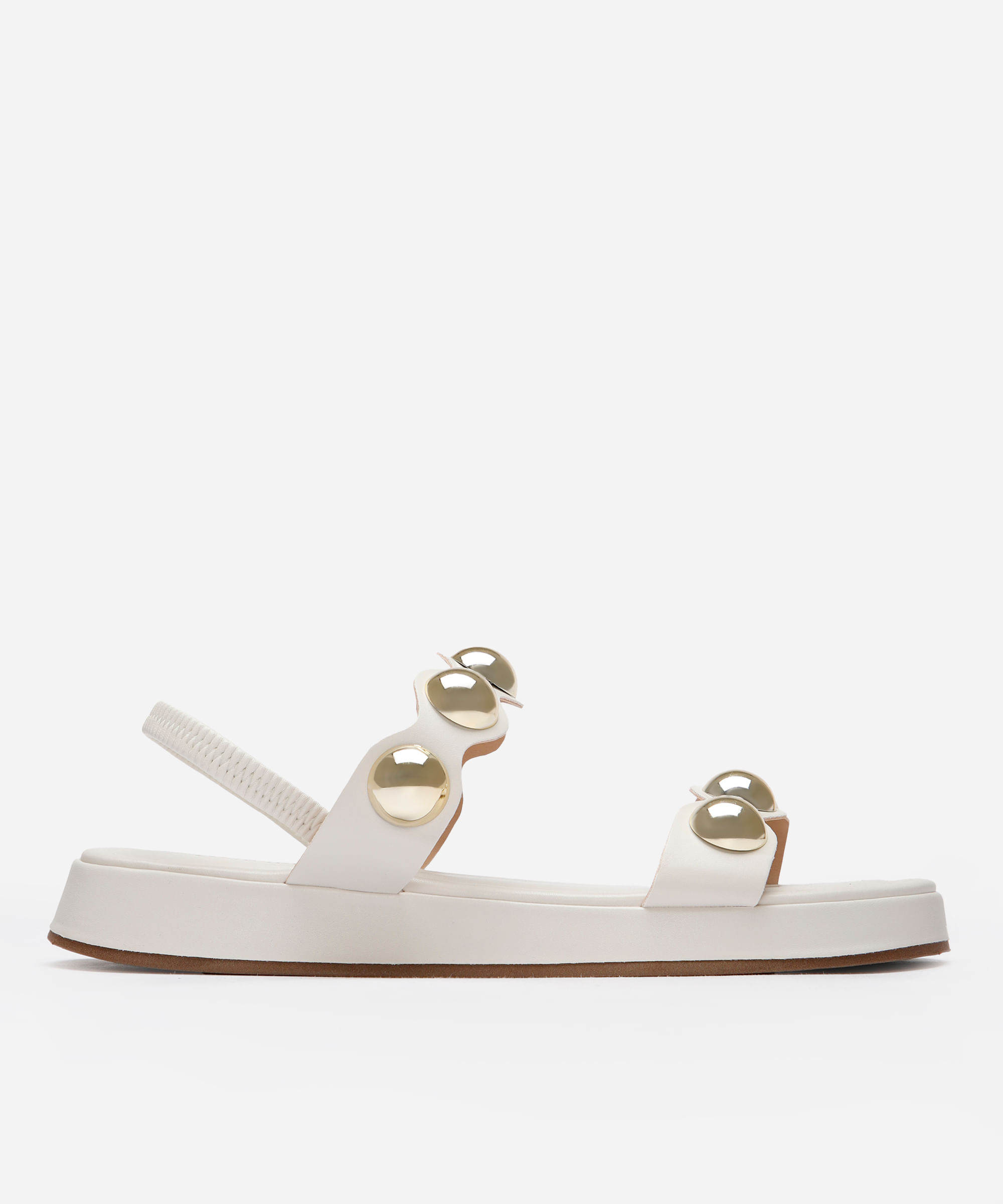 rasteirinha flatform com tachas calce fácil oneself off white