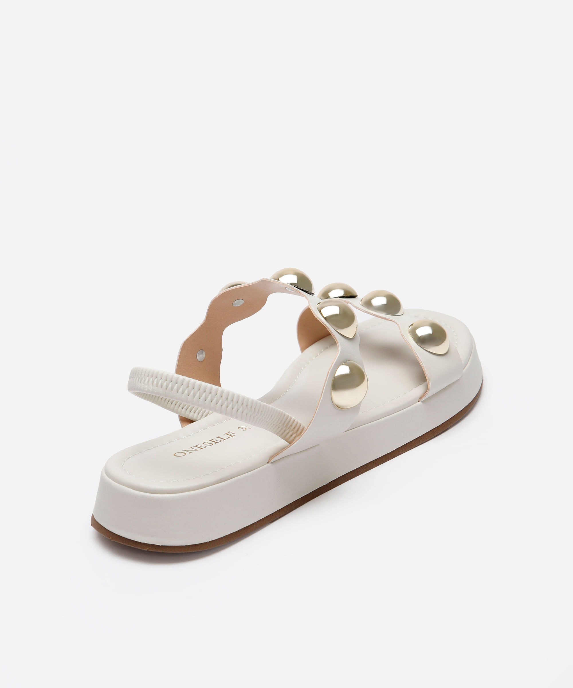 rasteirinha flatform com tachas calce fácil oneself off white