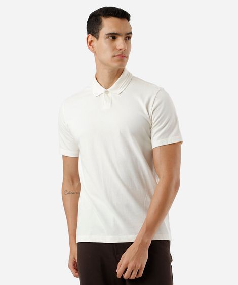 polo masculina de algodão manga curta off white