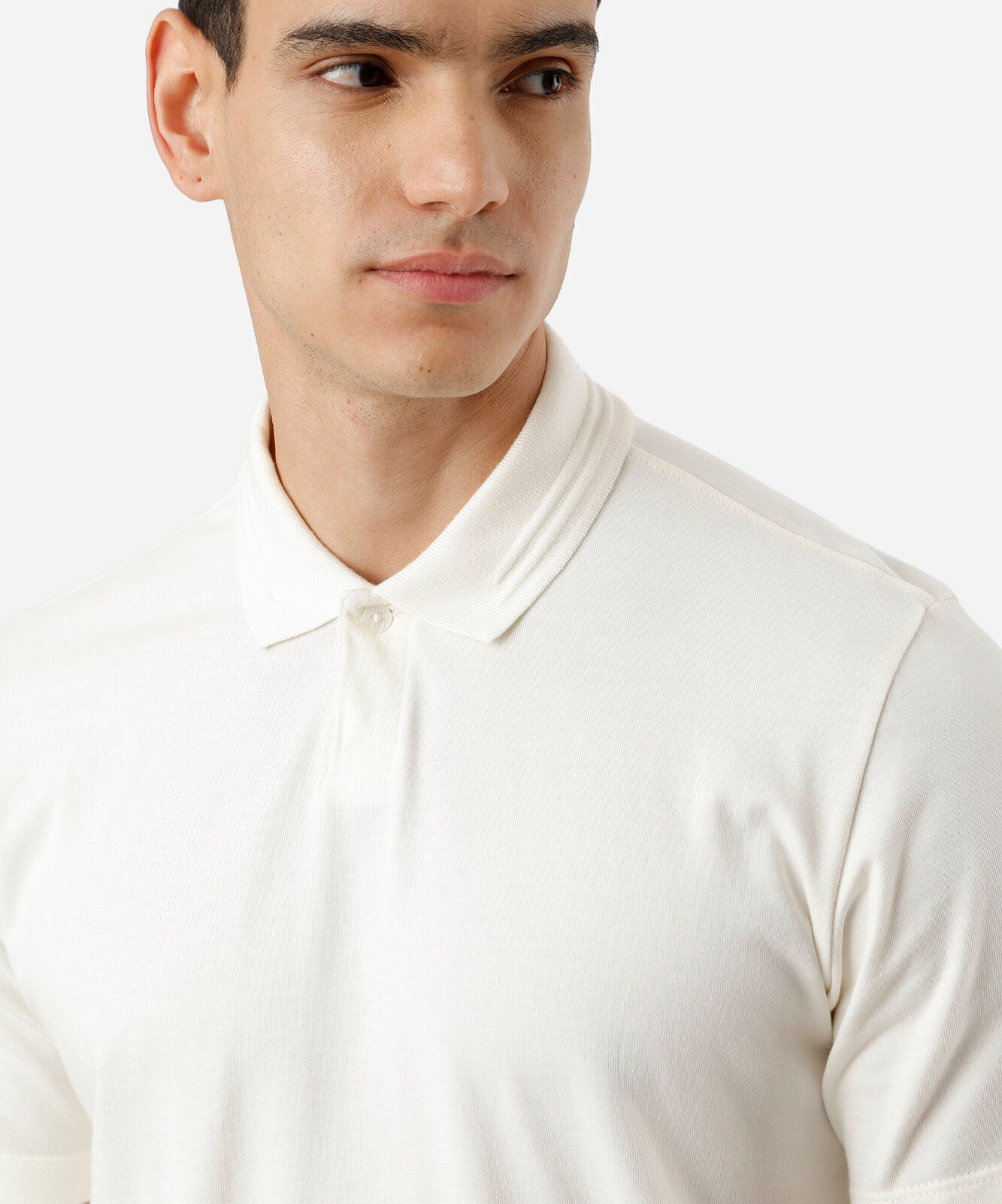polo masculina de algodão manga curta off white