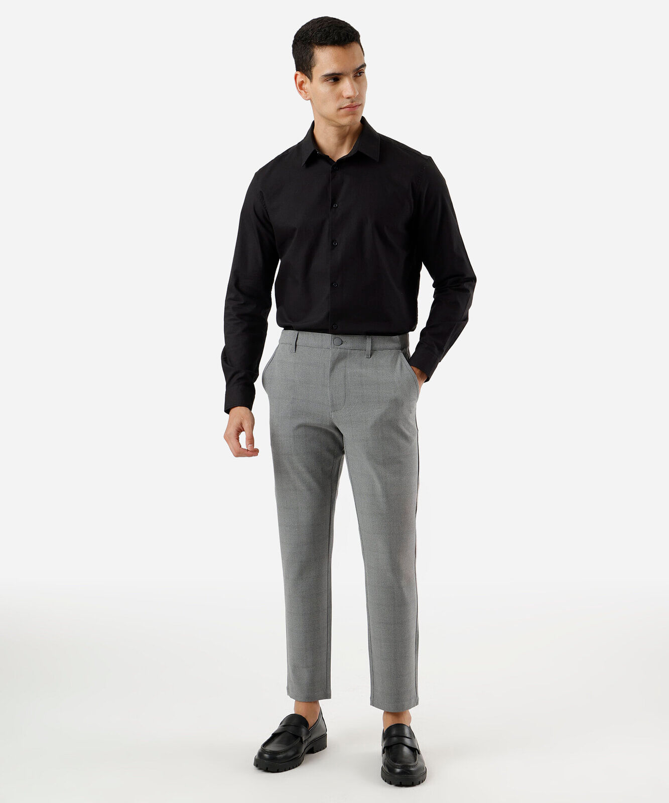 camisa masculina de algodão manga longa preta