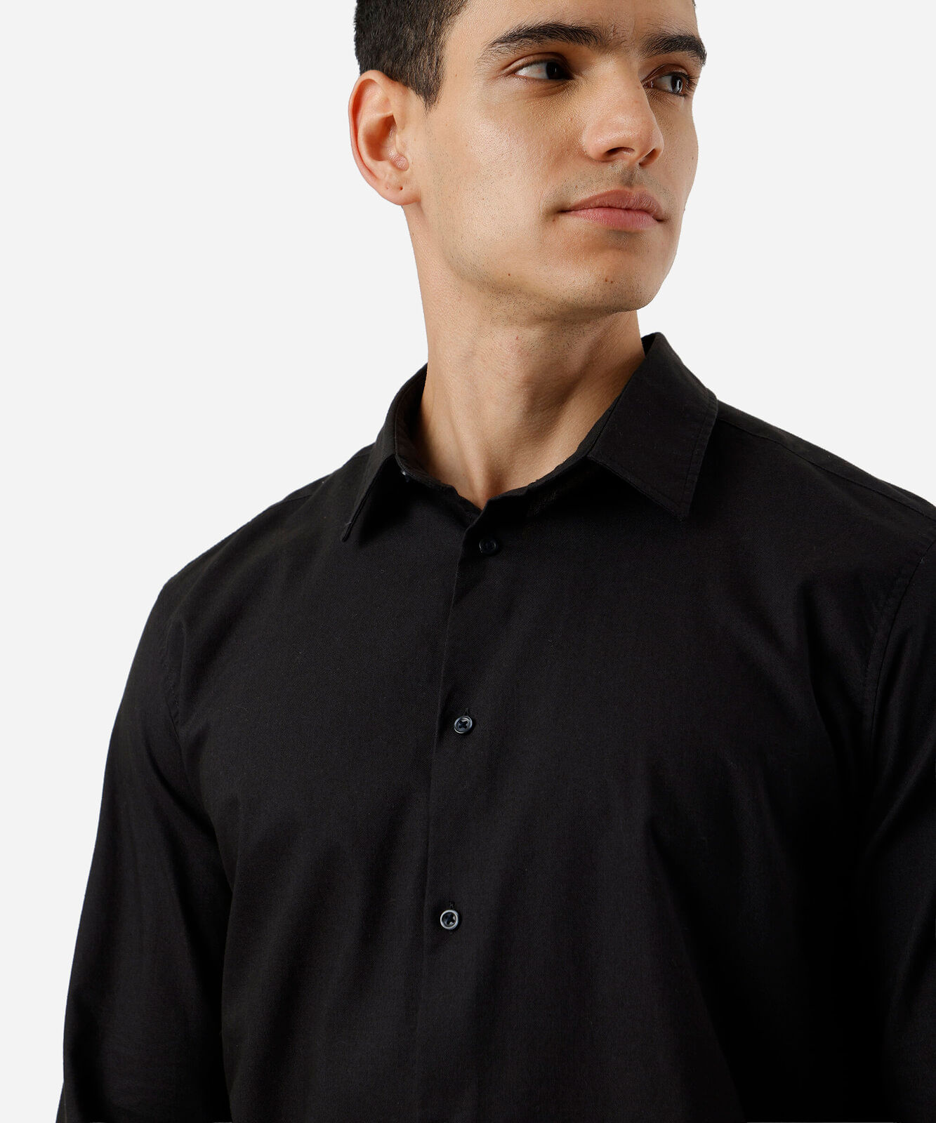 camisa masculina de algodão manga longa preta