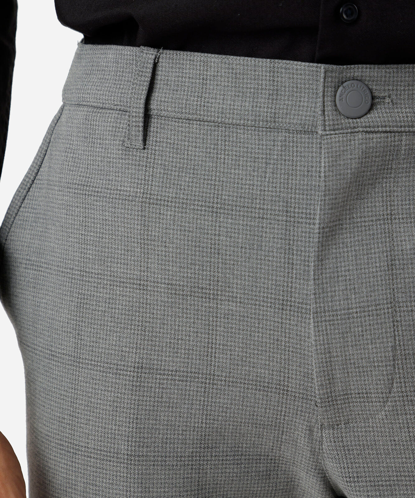 calça slim masculina xadrez com bolsos cinza