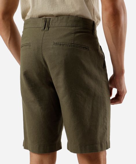 bermuda reta masculina com linho verde