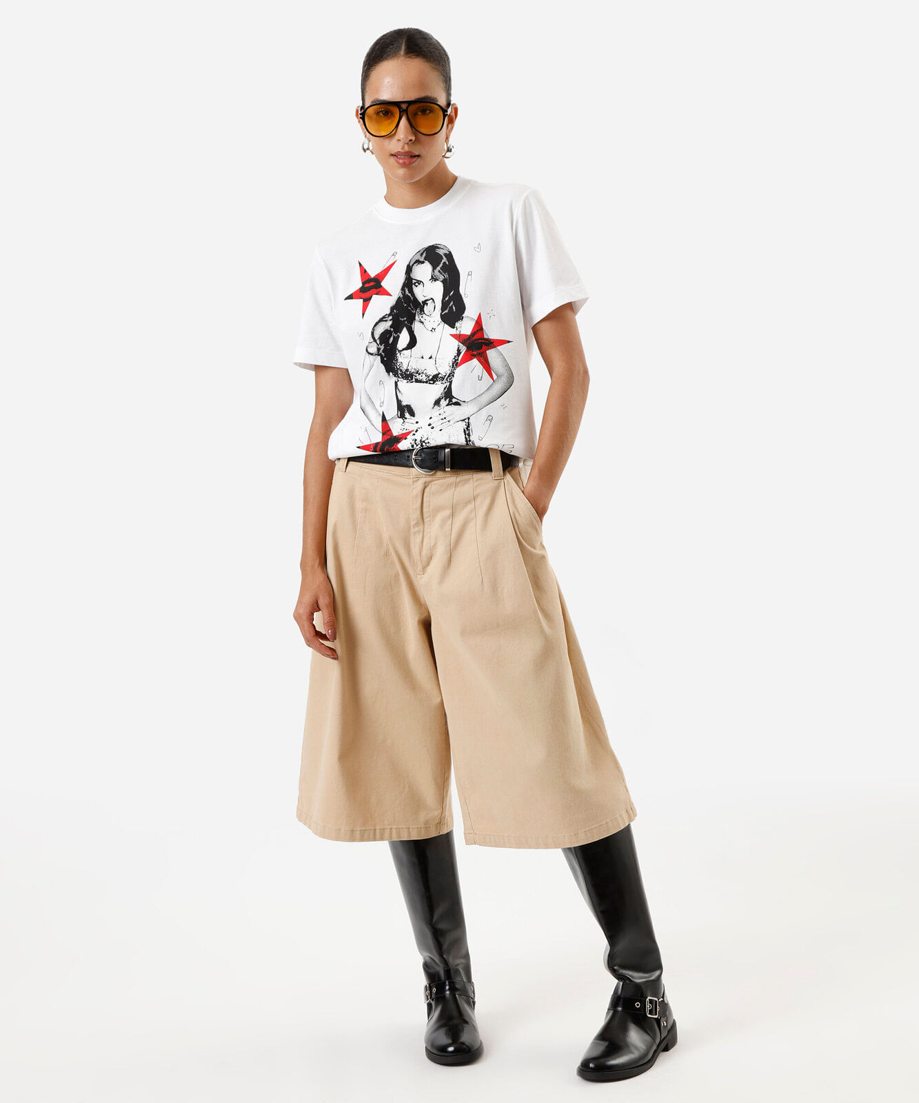 camiseta feminina de algodão olivia rodrigo off white