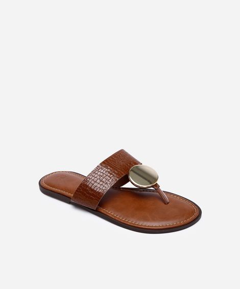 rasteirinha tira larga texturizada marrom