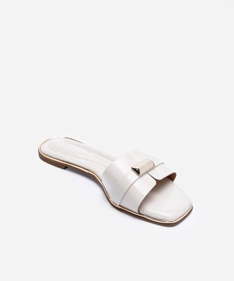 rasteirinha bico quadrado tira larga branca