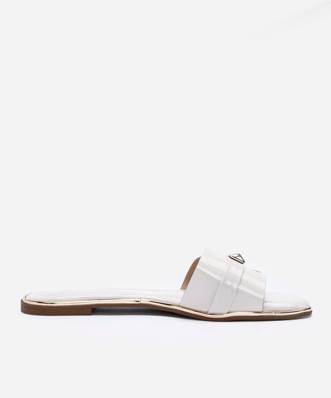 rasteirinha bico quadrado tira larga branca