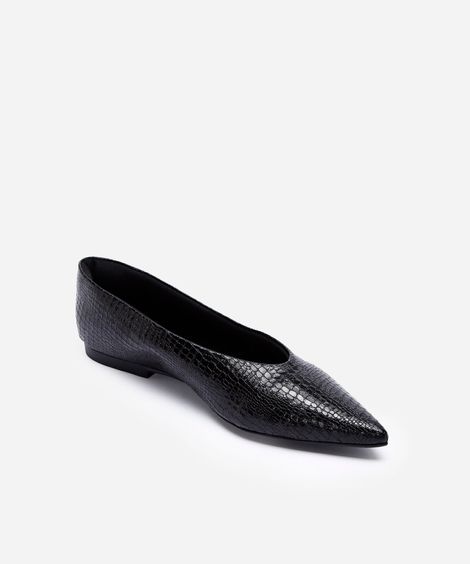 sapatilha bico fino croco preta