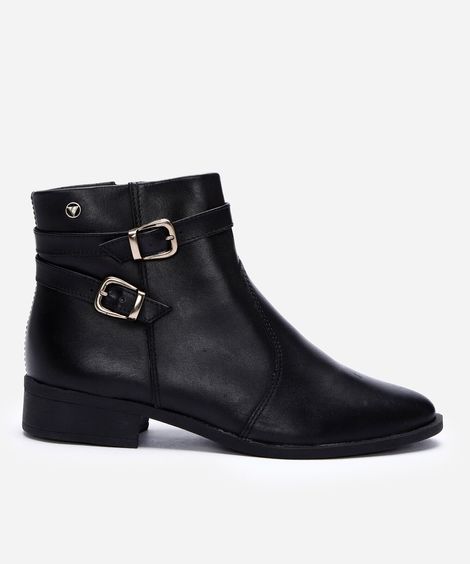 bota cano curto com fivelas via uno preta
