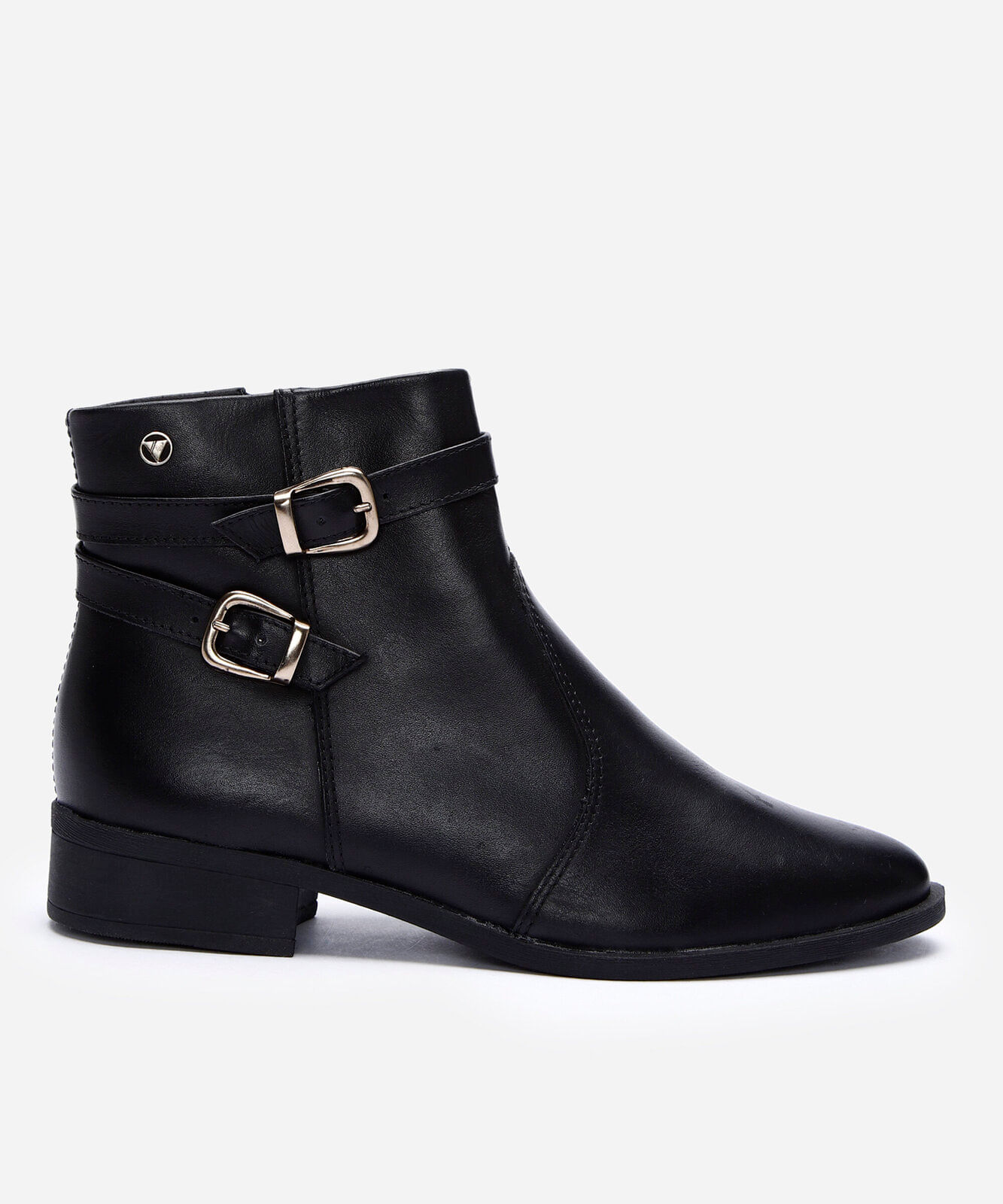 bota cano curto com fivelas via uno preta