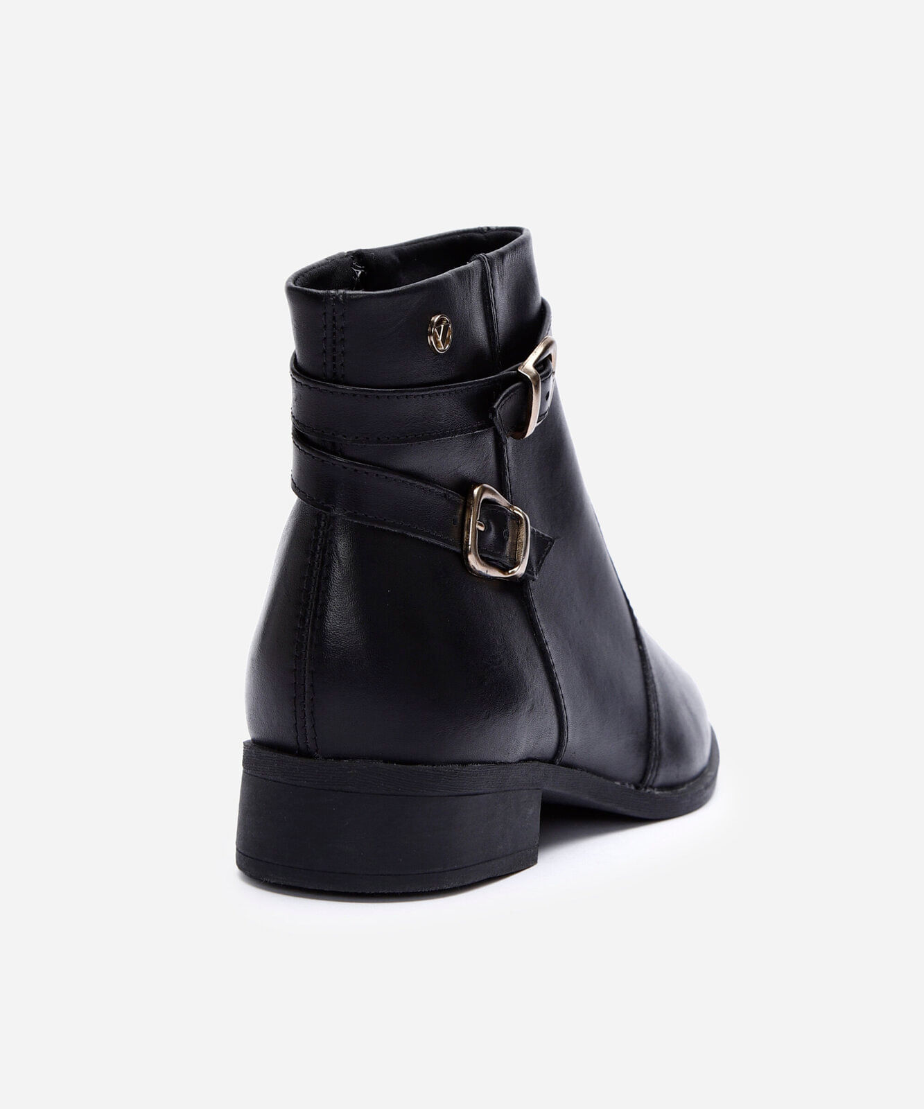 bota cano curto com fivelas via uno preta