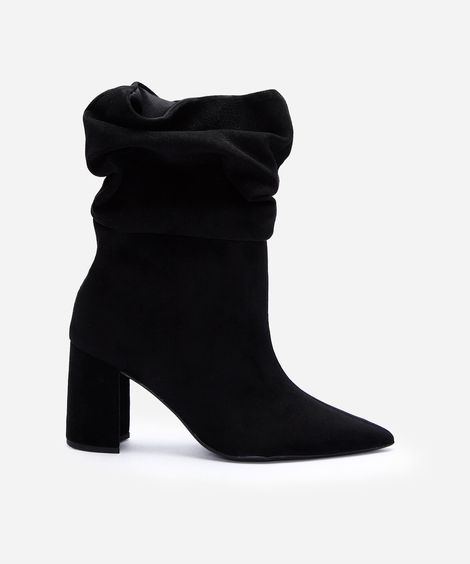 bota slouchy cano médio salto grosso preta