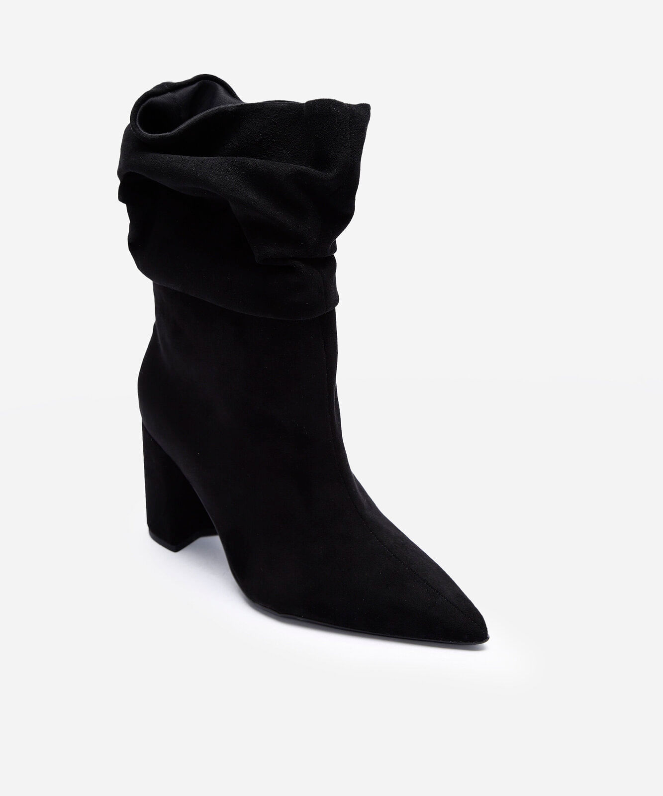 bota slouchy cano médio salto grosso preta