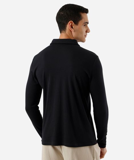 polo básica masculina manga longa preta