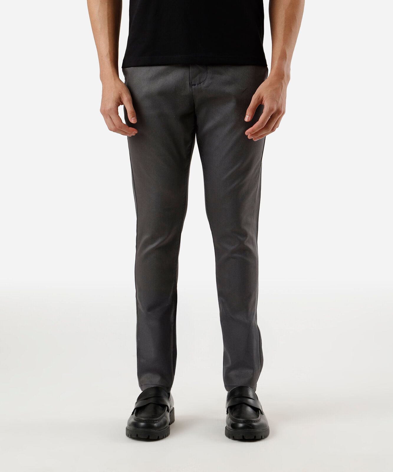 calça chino carrot de alfaiataria masculina cinza