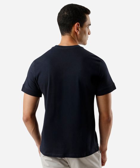 camiseta masculina de algodão punhos canelados azul