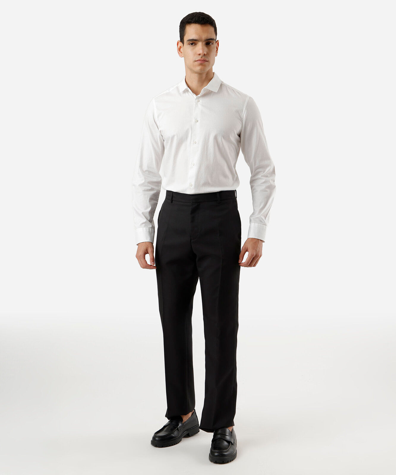 calça social reta de alfaiataria masculina preta