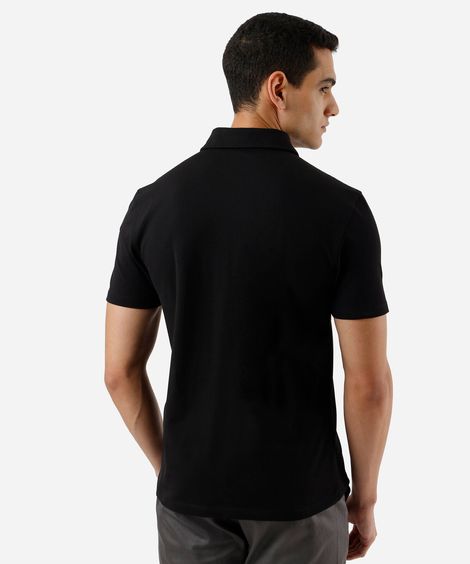 polo slim masculina manga curta preta