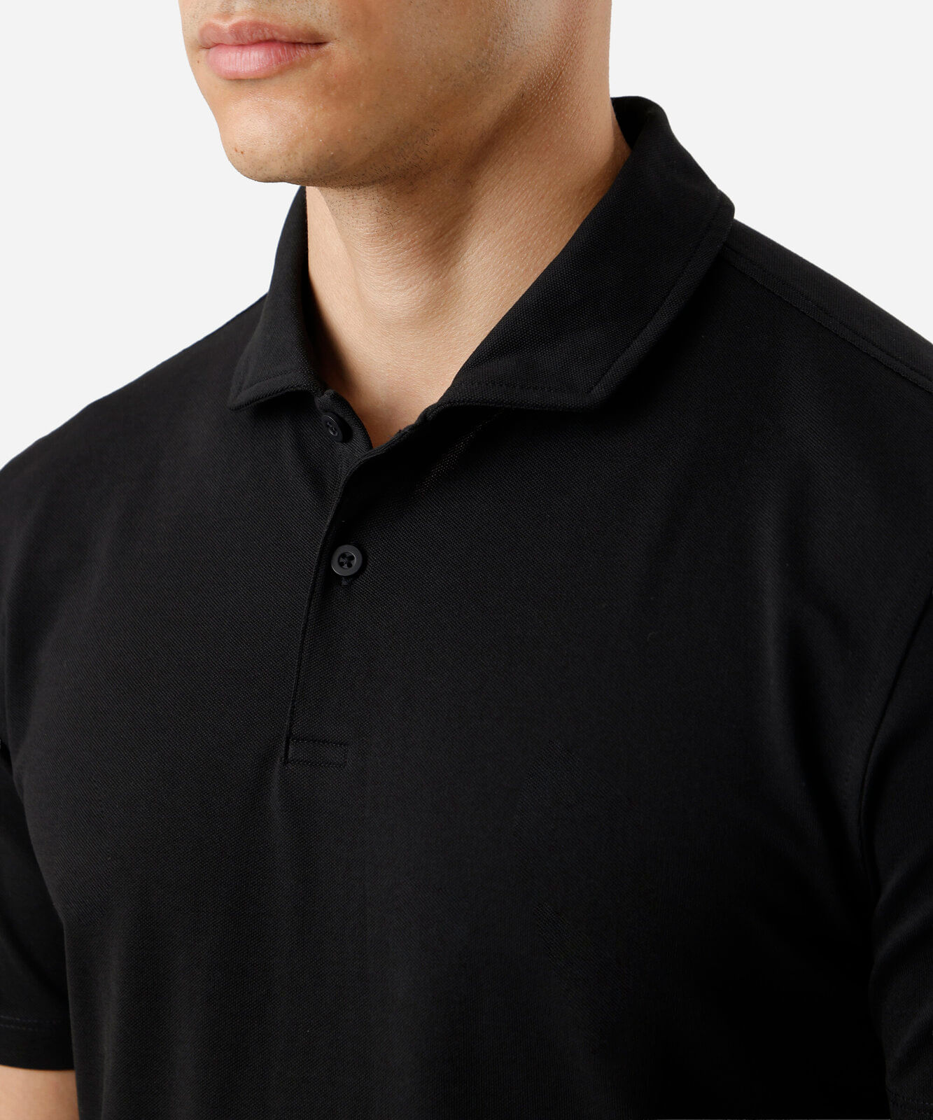 polo slim masculina manga curta preta