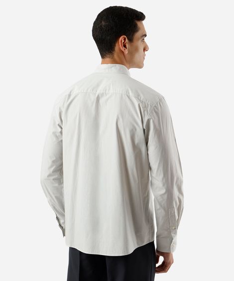 camisa masculina de algodão listrada off white